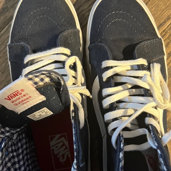 Preloved Vans Sk8-Hi Reissue Canvas 8M/9.5W - Navy & Gingham - Picture 9 of 11